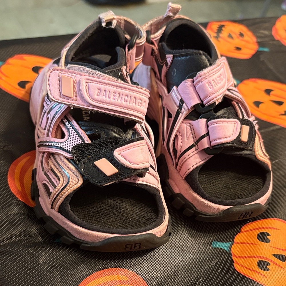 Balenciaga Kids Light Pink and Black Sandals